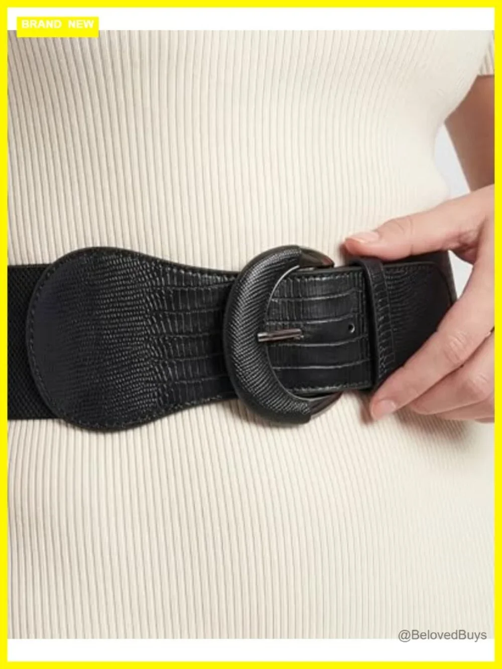 Faux Leather Buckle Waist Belt Adjustable Stretch
